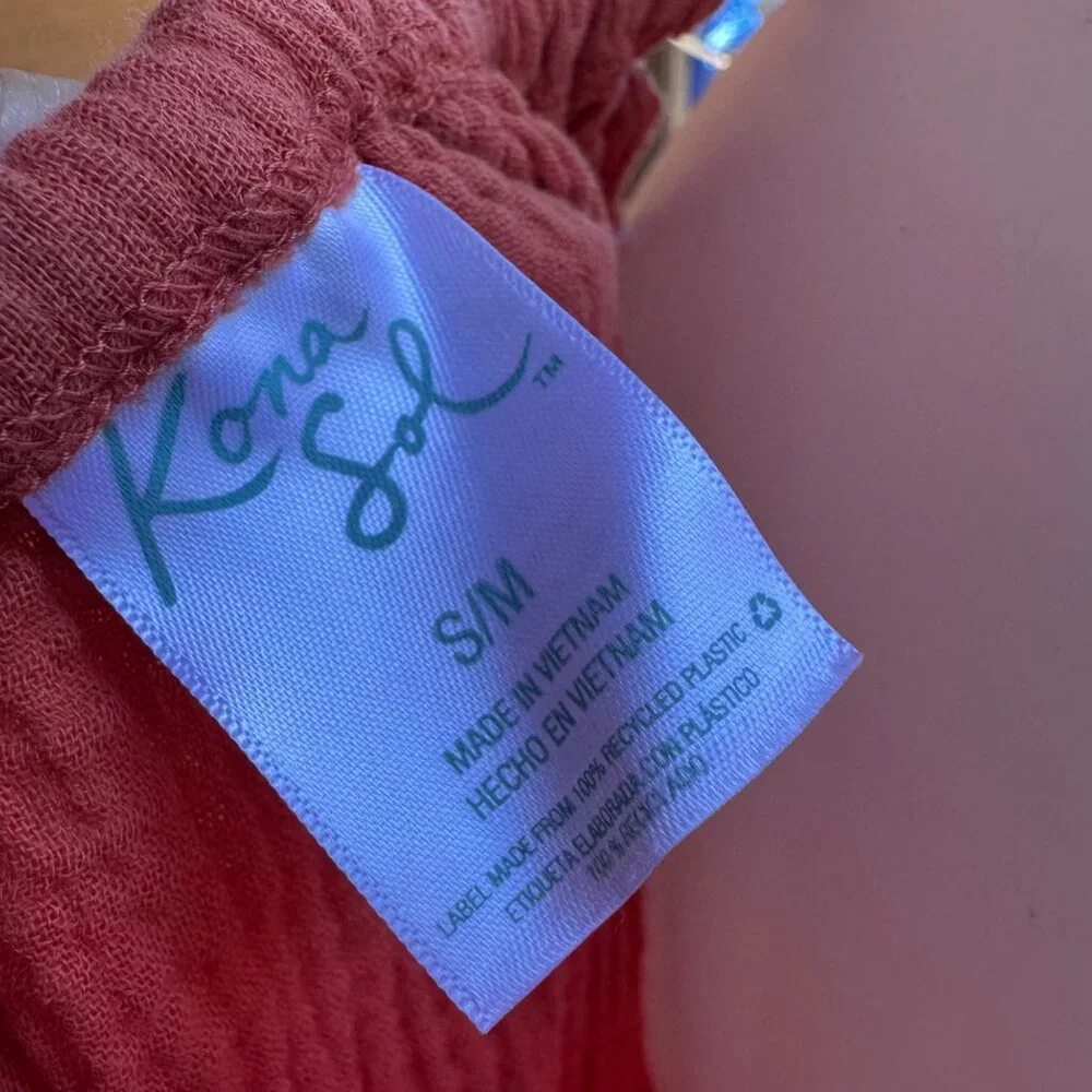 Kona Sol Coral Orange Gauze Soft Comfortable Dress Size S/M - Picture 2 of 8